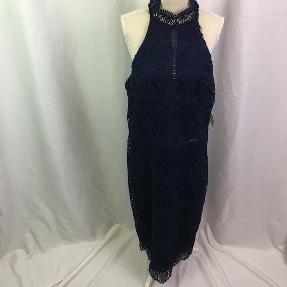 Premier Amour Lace Halter Dress Navy 10 - Picture 2 of 16